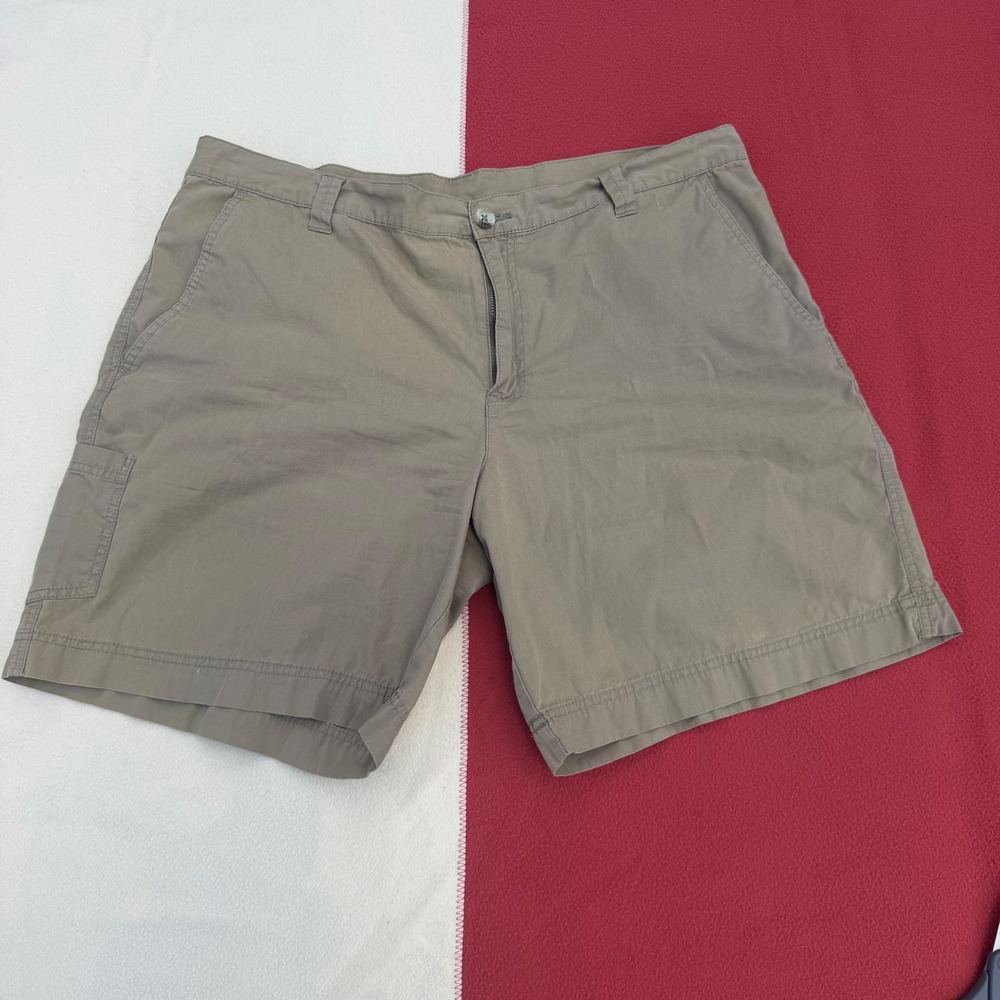 Columbia Mens Khaki Cotton Cargo Utility Shorts Size 40W 9L AM4684 Tan